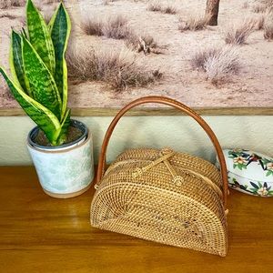 Anthropologie Rattan Wicker Handbag